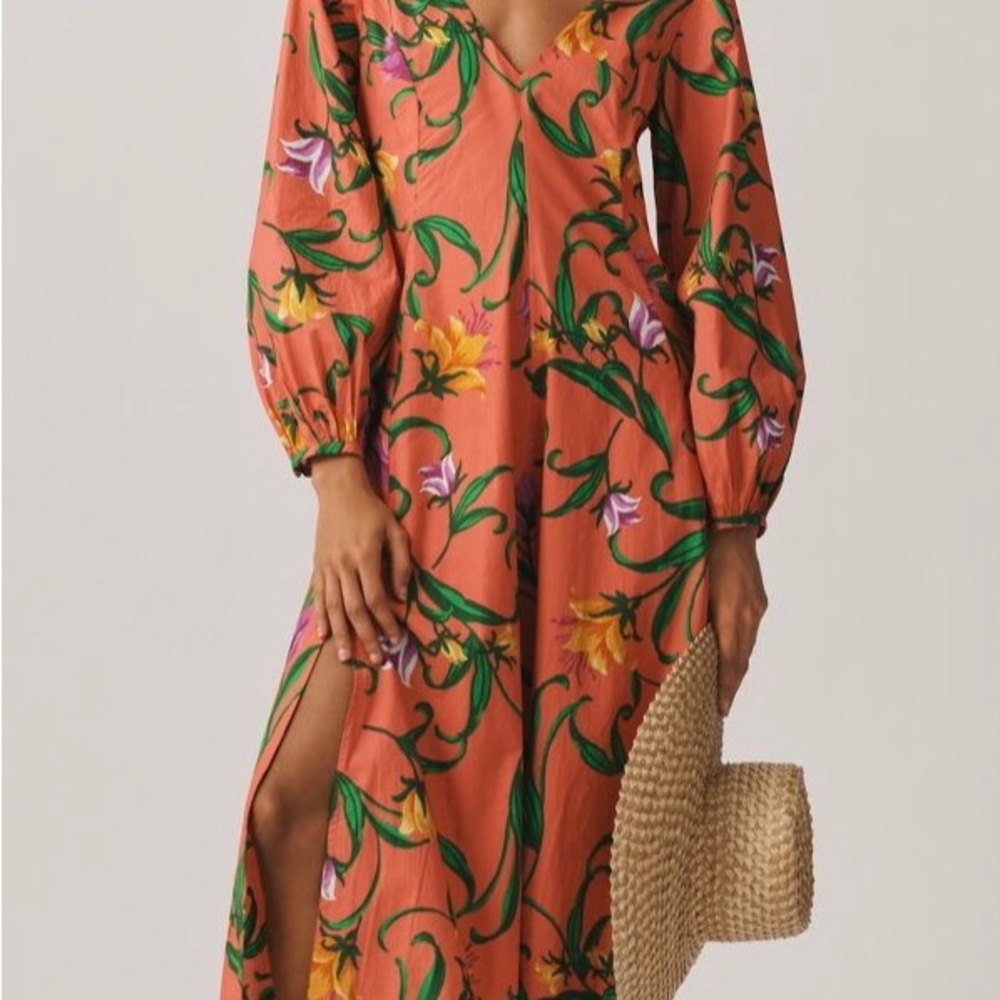 Anthropologie Long Sleeve V-Neck Dress